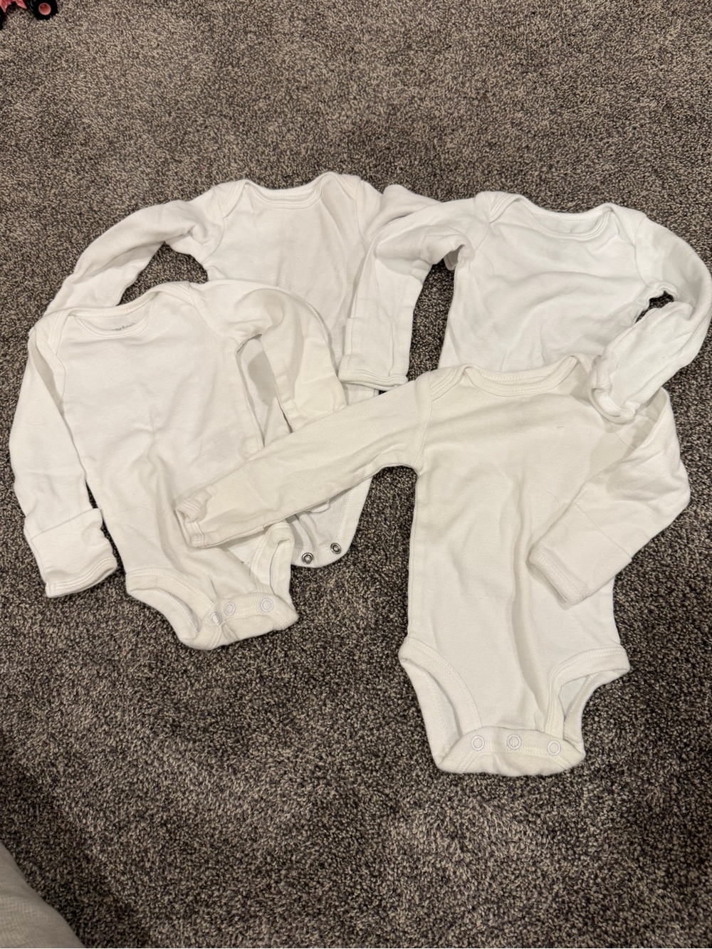 Carter's Long-Sleeve White Baby Bodysuits - Pack of 4
